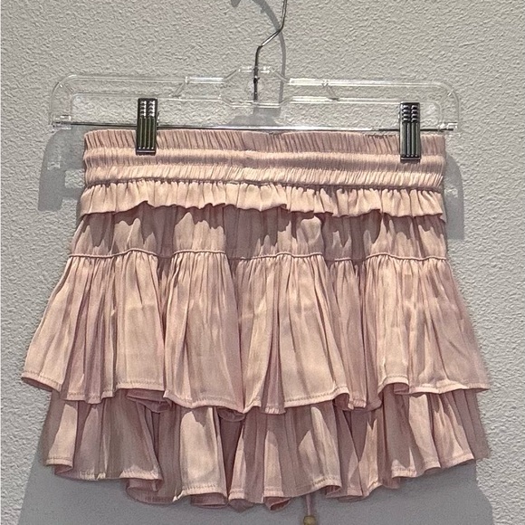 FLANNEL Ruffled Mini Skirt in Light Pink - Picture 2 of 4